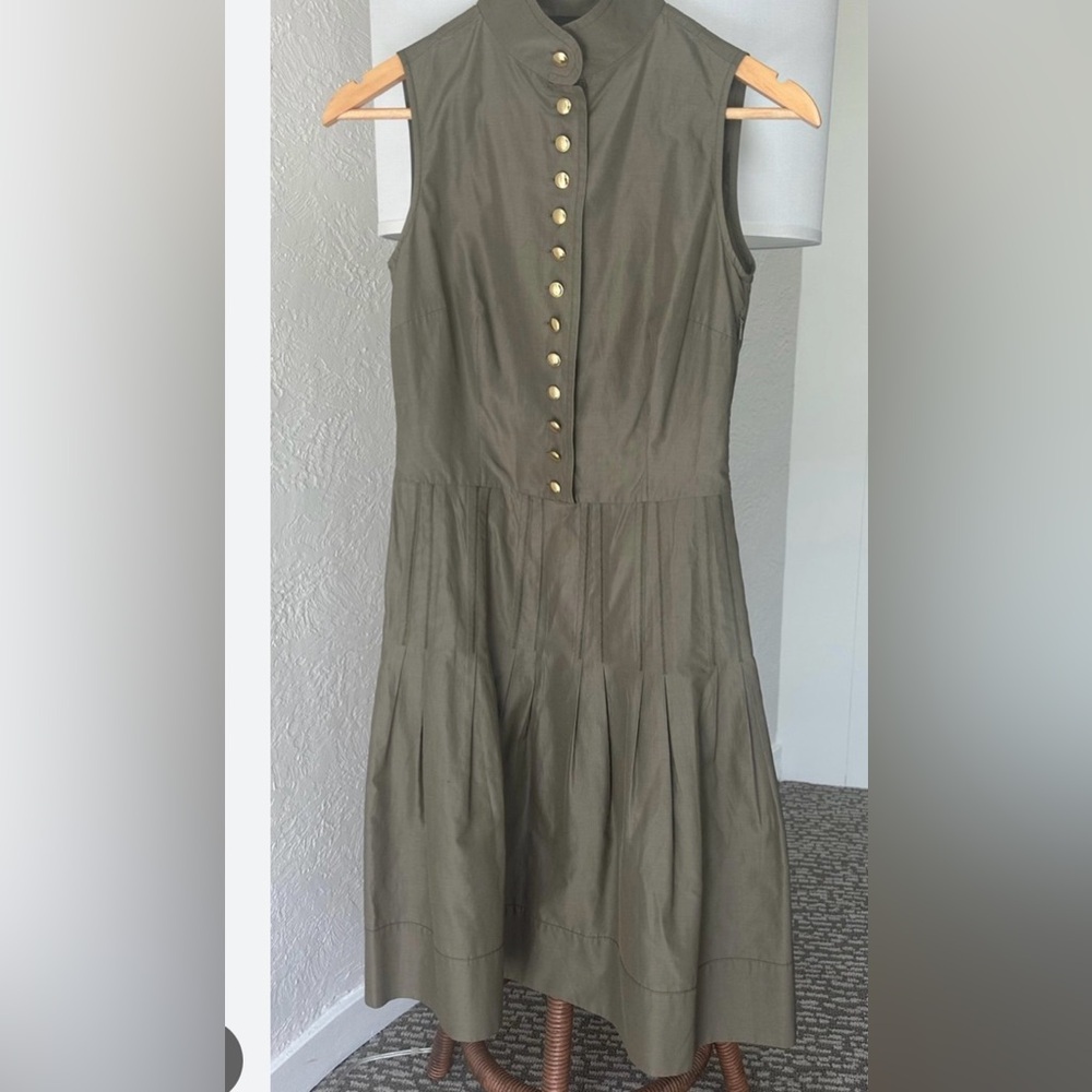 Carlisle Olive Green Silk Button Dress Size 6